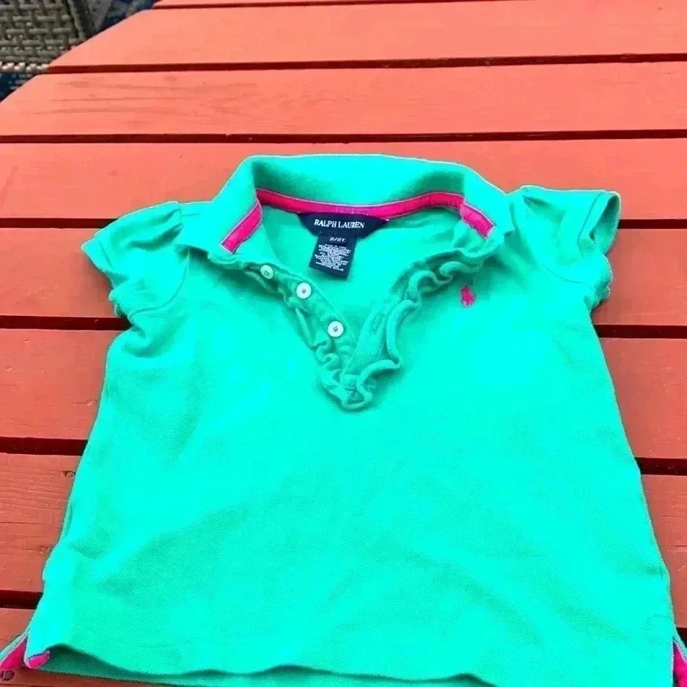 Five for 25 Ralph Lauren shirt with cap sleeves and ruffles around the front